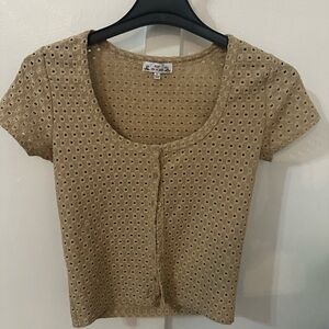 Poof! Cream Cropped Button Down Shirt